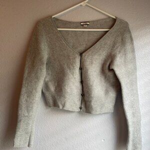 J. Crew Featherweight  Grey Cropped Cashmere Cardigan